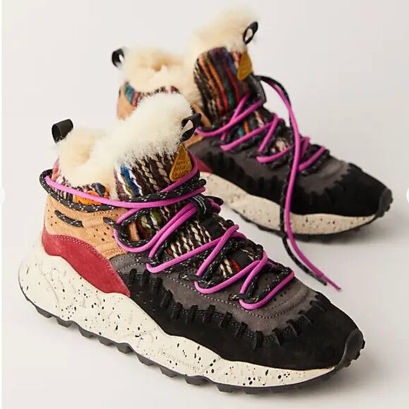 FLOWER MOUNTAIN Shearling Bootie Sneakers - Size EUR 38 - Size 7 / 7.5 - Picture 5 of 16